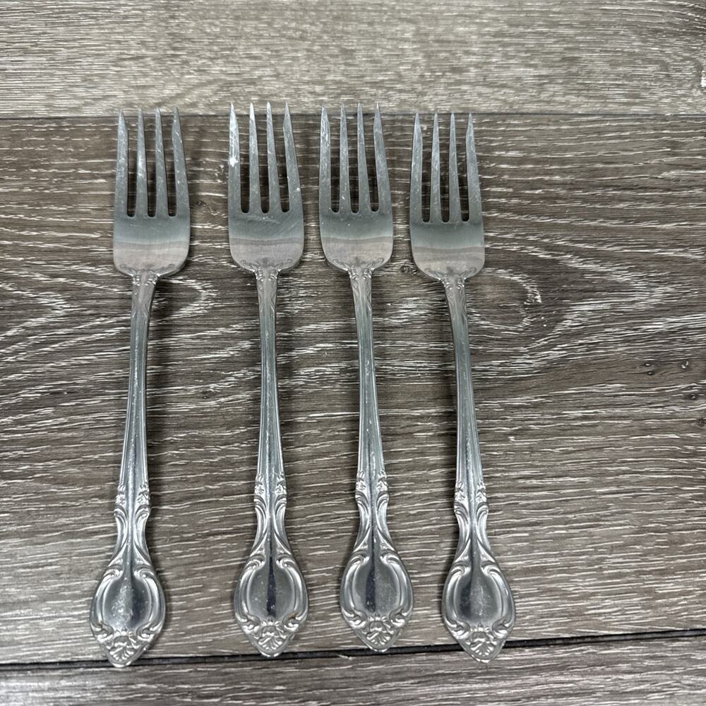 Towle Lauffer Germany Stainless Steel 18/8 Rose Antique Fork 6-7/8”~set Of 4